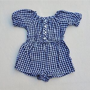 Old Navy Dark Navy Blue and White Buffalo Checkered Romper Size 12-18 Months